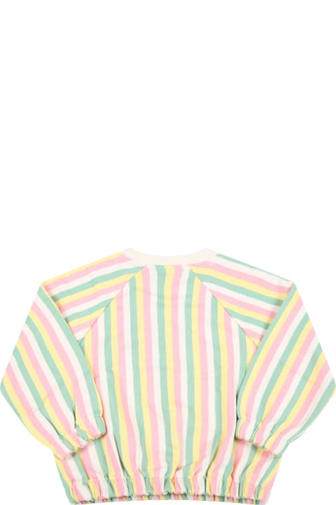 Mini Rodini Multicolor Sweatshirt For Babykids With Black Logo - Ivory