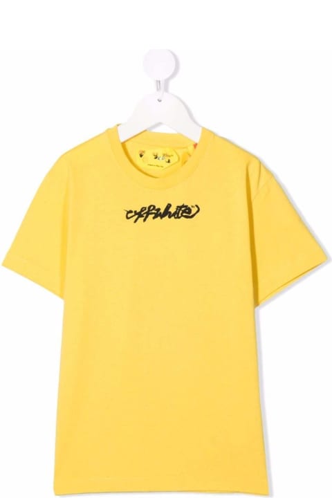 Off-White Yellow Cotton T-shirt With Logo Print - Giallo e Nero