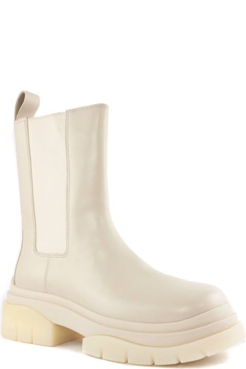 Beige Leather Storm Leather Ankle Boots