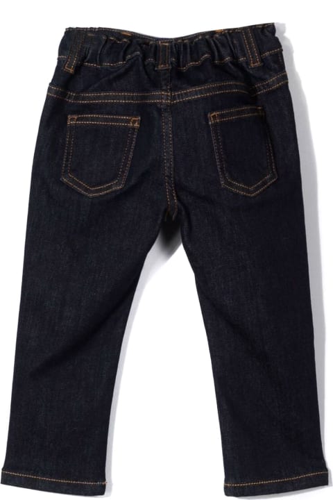 Balmain Indigo Blue Cotton Jeans - Gold