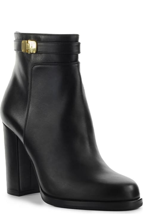 Emporio Armani Black Leather Heeled Ankle Boot