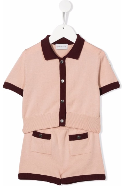Kids Suit In Pink And Bordeaux Knit