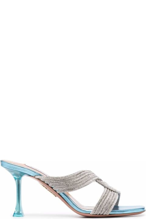 Aquazzura Gatsby  Leather And Crystals Mules - WHITE (White)