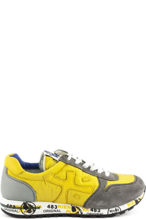 Sneaker In Grey Suede Upper And Yellow Nylon