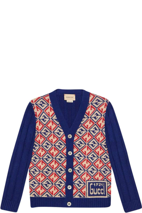 Gucci Blue And Red Cardigan - Violet