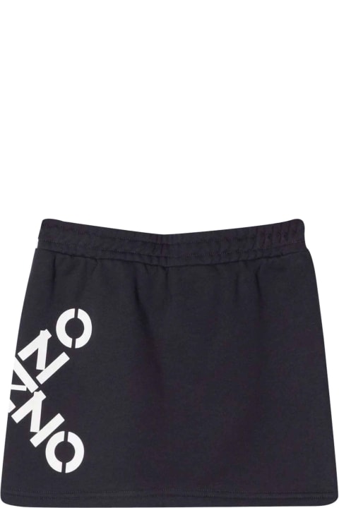 Kenzo Kids Black Skirt With White Print - Grigio