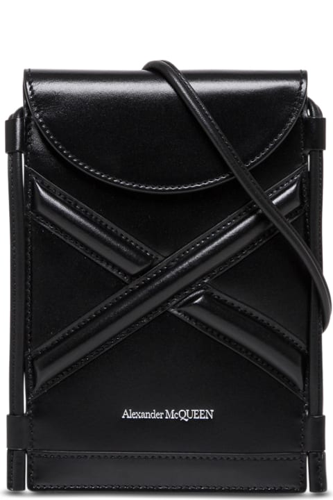 Alexander McQueen The Curve Micro Black Leather Crossbody Bag - Gold/white