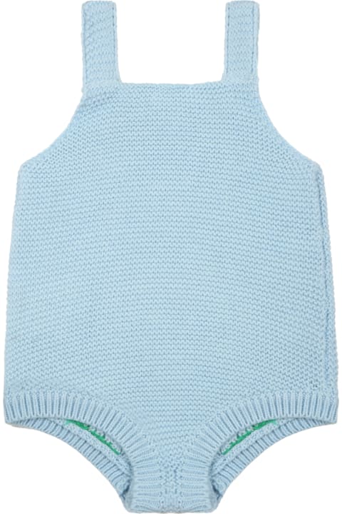 Light-blue Bodysuit For Baby Boy With Dinosaurs