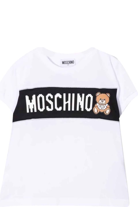 Moschino White T-shirt With Black Print - Black