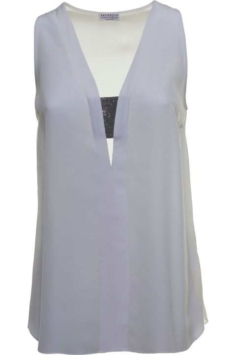 Silk Tank Top With Monile Detail
