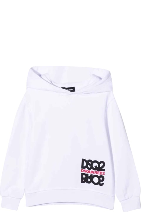Dsquared2 White Teen Sweatshirt With Black Print Dsqaured Kids - Black