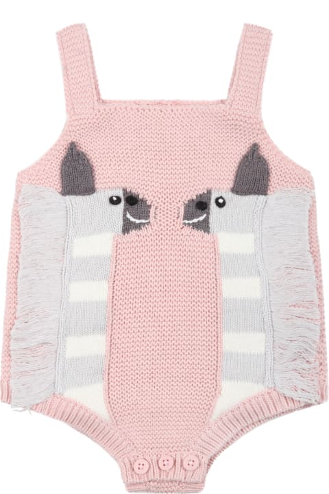 Pink Bodysuit For Baby Girl With Lamas