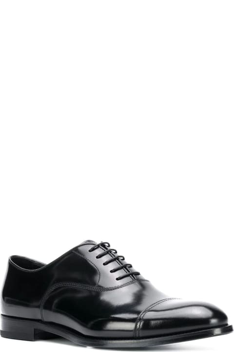 Doucal's Black Calf Leather Classic Oxford Shoes - Coffee