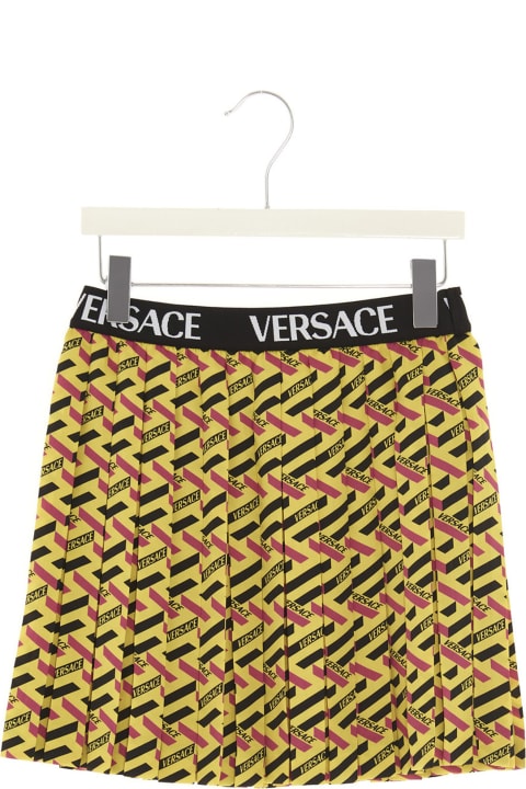 Versace Twill Logo Skirt - Nero/giallo/verde