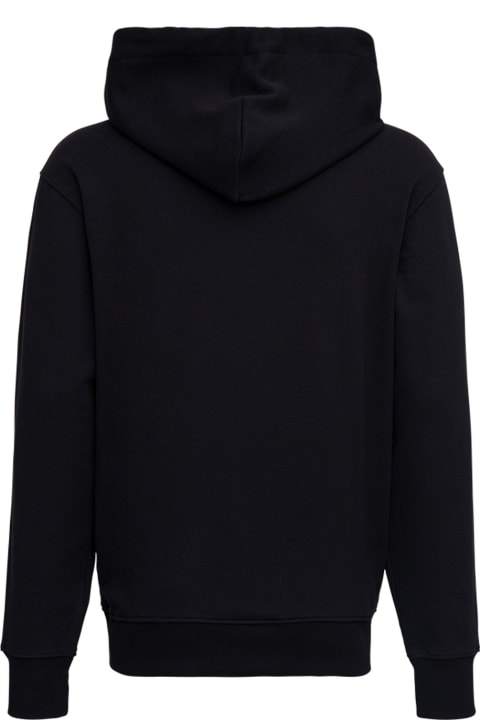 Versace Jeans Couture Black Cotton Hoodie With Logo Print - Nero