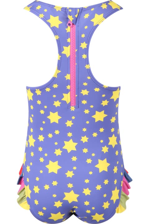Stella McCartney Kids Multicolor Swimsuit For Girl With Psychedelic Print - Nero