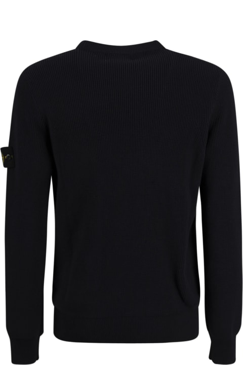 Stone Island Logo Sleeve Ribbed Sweatshirt - black