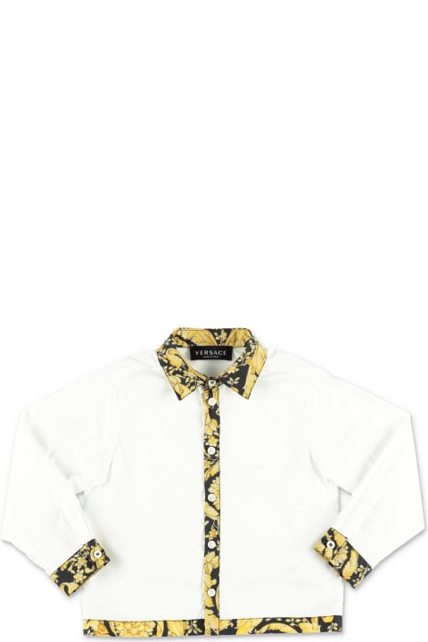 Versace Camicia Bianca In Popeline Di Cotone - Bianco e Oro