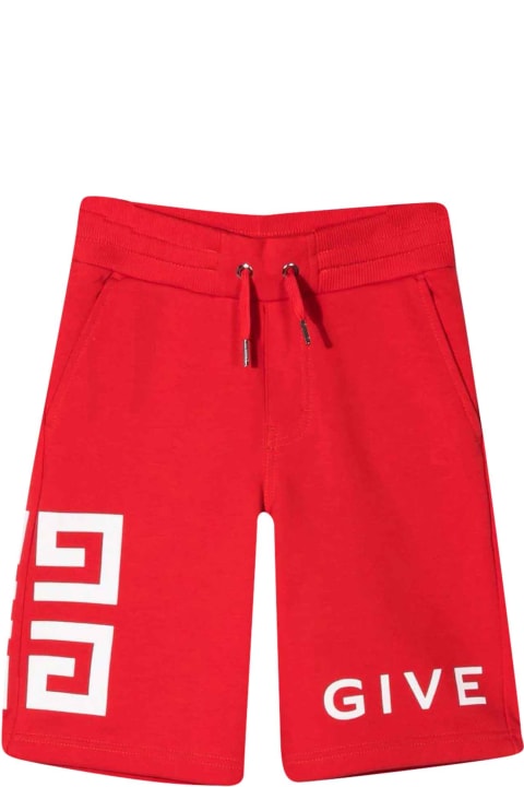 Givenchy Red Bermuda Shorts With White Print - B Nero