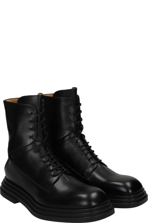 Cesare Paciotti Anfibio  Combat Boots In Black Leather - black
