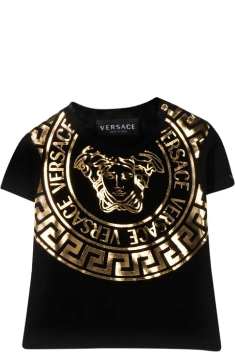 Versace Black And Gold Newborn T-shirt Kids - Blu e Nero
