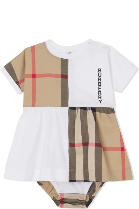 Burberry White And Archive Beige Organic Cotton Dress Set - Beige