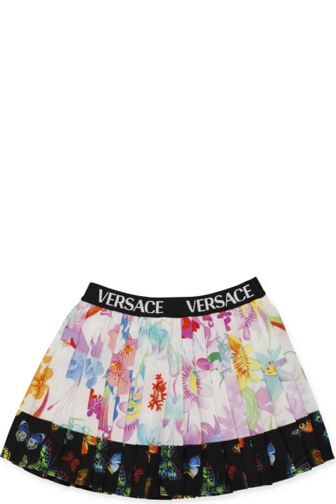 Versace Jardin Pleated Skirt - Fucsia e Bianco