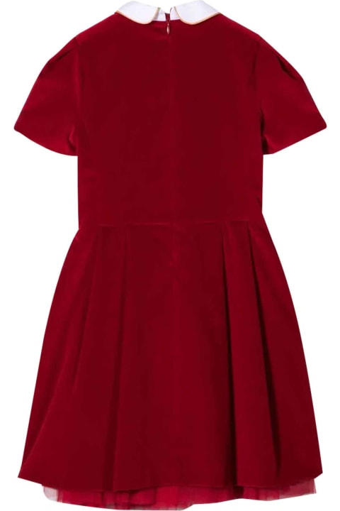 Simonetta Kids Girl Red Layered Dress - Multicolor