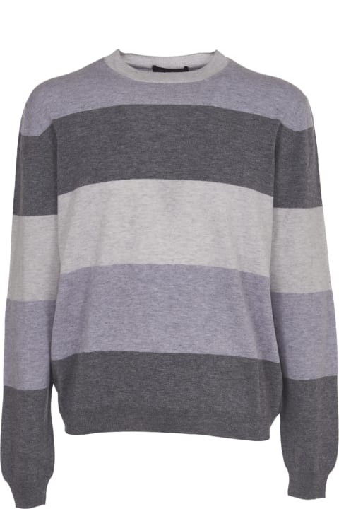 Fabrizio del Carlo Grey Stripes Wool Sweater - Grey