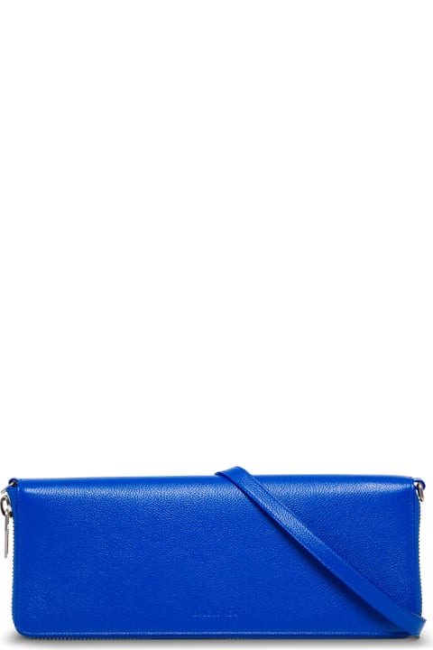 Rectangular Crossbody Bag In Blue Leather