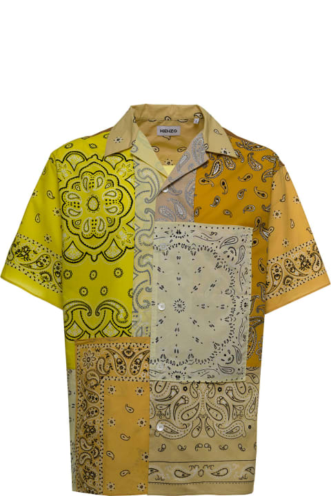 Kenzo Patchwotk Bandana Cotton Shirt - Gris clair