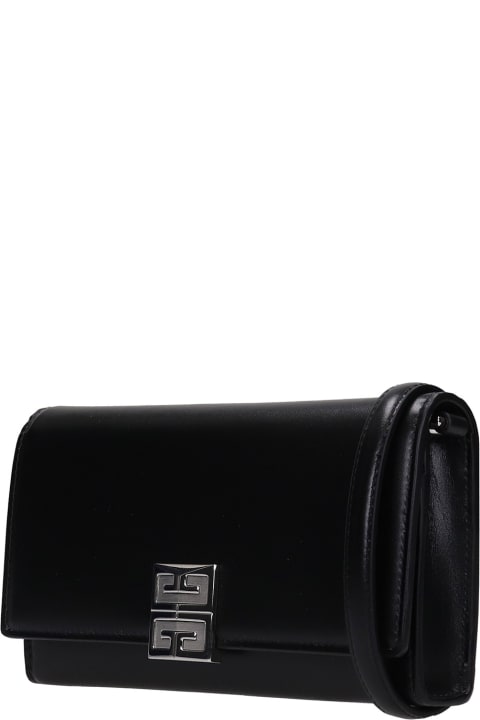 4 G Shoulder Bag In Black Leather