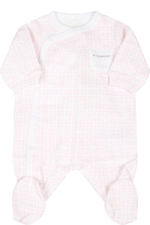 Givenchy White Jumpsuit For Baby Girl With Pink G - Bianco/nero