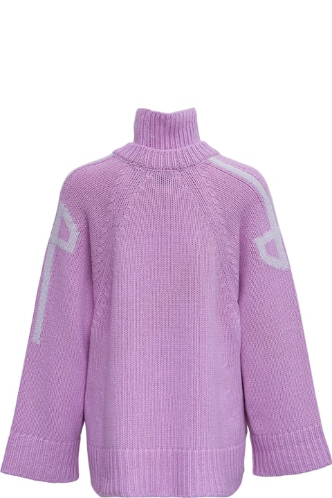 Lilac Wool And Cashmere Sweater With Print