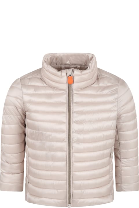 Beige Jacket For Girl With Iconic Patch