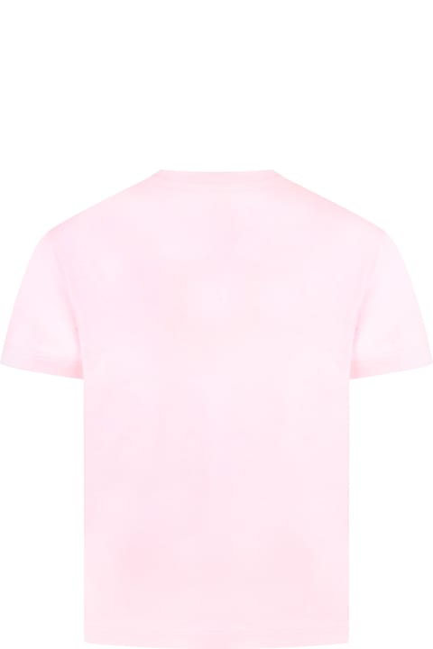 Off-White Pink T-shirt For Girl With Logo - Giallo e Nero