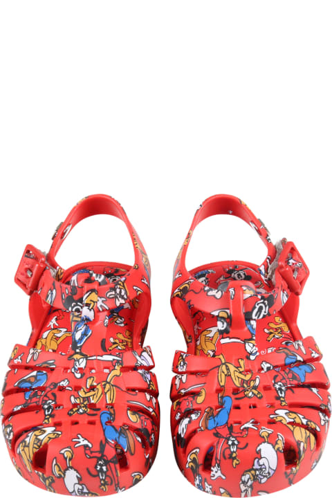 Melissa Red Sandals For Kids With Disney Characters - Multicolor
