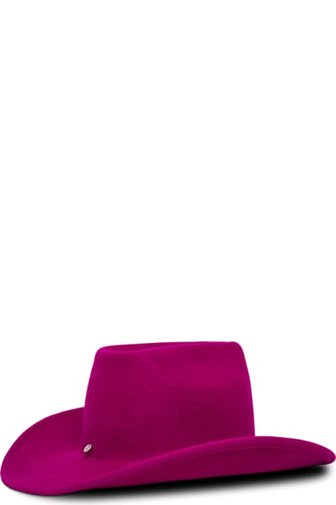 The Attico Pink Wool Cowboy Hat - Bluette