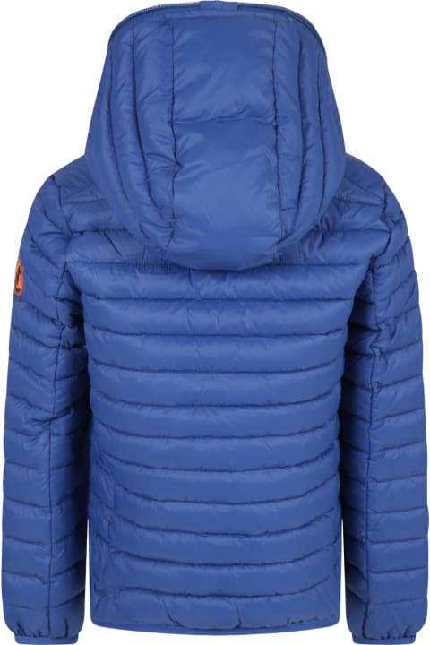 Save the Duck Azure Jacket For Boy With Patch - Blu