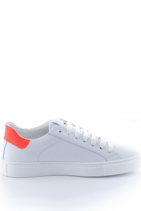 Sky Leather White And Spolier In Croco Printed Orange And White Sole