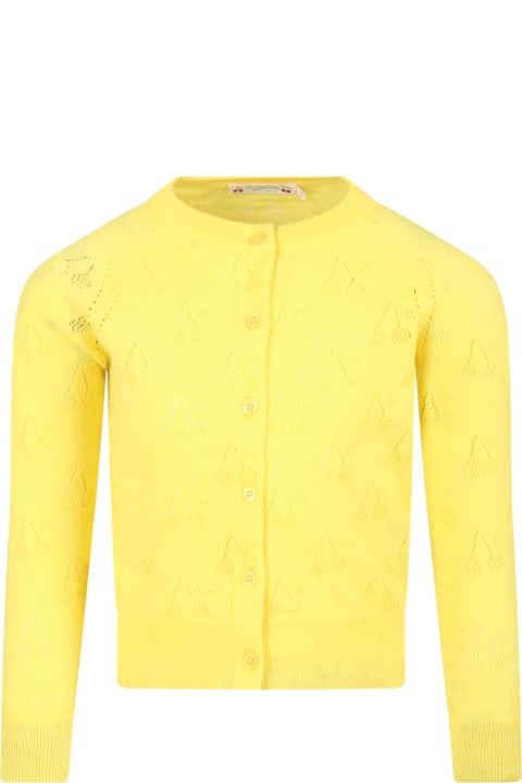 Yellow Cardigan For Girl With Cherries