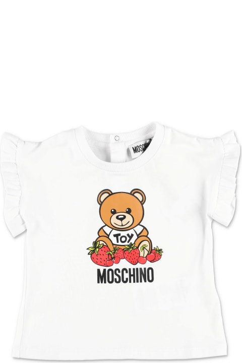 Moschino logo-patch cotton T-shirt Blau - Bianco