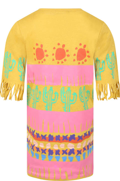 Stella McCartney Kids Yellow Dress For Girl With Prints - Fuchsia