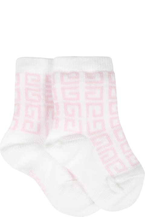 Givenchy White Set For Baby Girl With Pink And Silver Logo - Bianco/nero