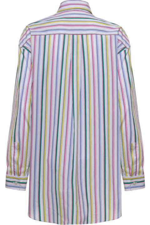 Etro Striped Cotton Poplin Shirt With Logo - Brown