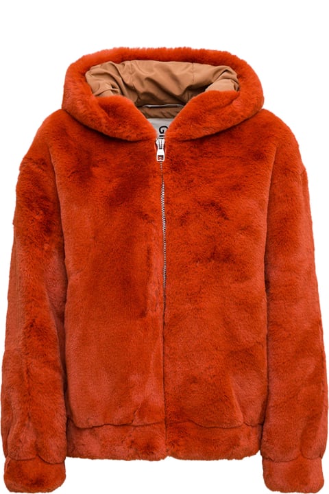 GINY Kelly Orange  Ecological Hooded Fur - Orange