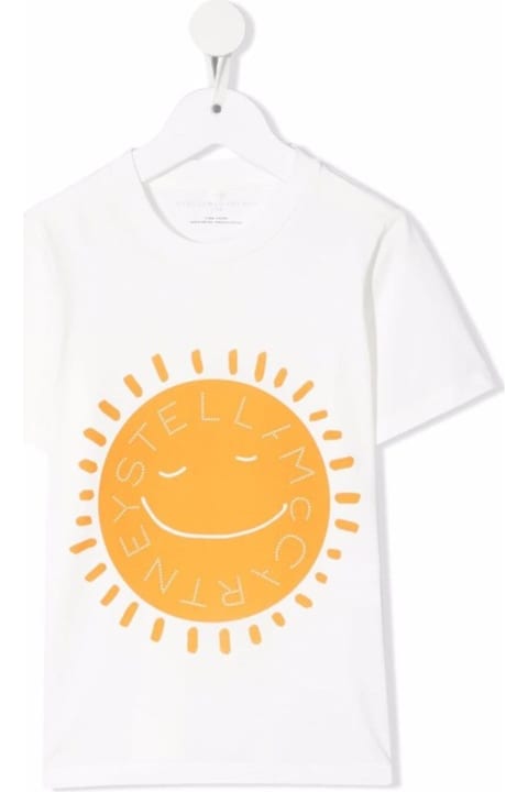 Stella McCartney Kids White Cotton T-shirt With Sun Print - Multicolor