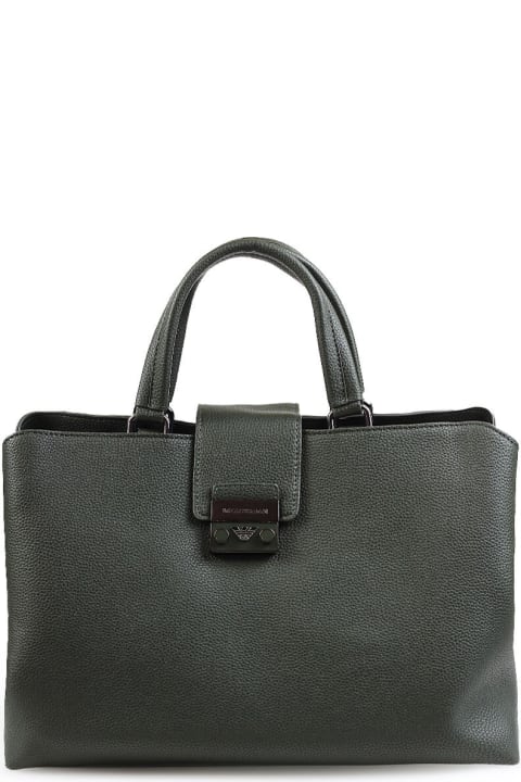 Emporio Armani Bottle Green Faux Leather Handbag