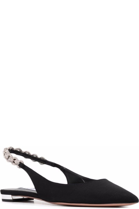 Love Link Leather Flat Shoes With Jewel Strap