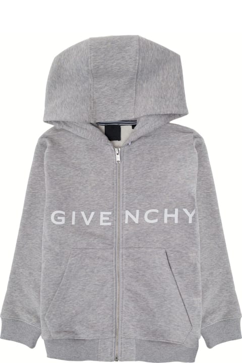 Givenchy Boy Blend Cotton Grey Hoodie With Logo